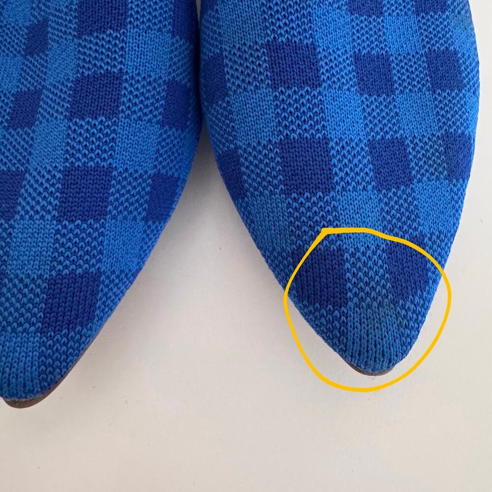 Rothy's Limited Edition Lazuli Blue Gingham Plaid Pointed Toe Loafers - Picture 3 of 5